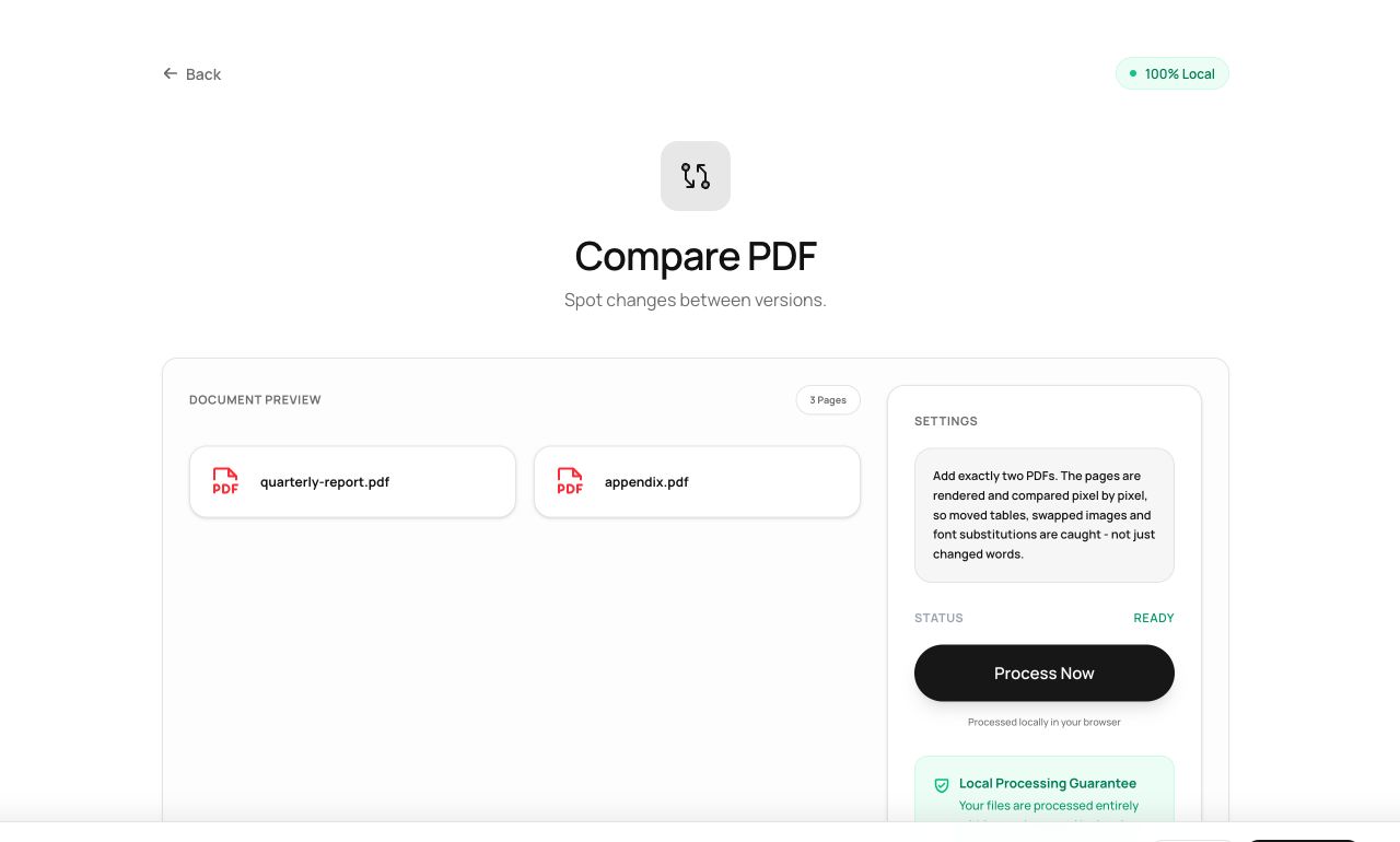 Spotting Every Change Between Two PDF Versions