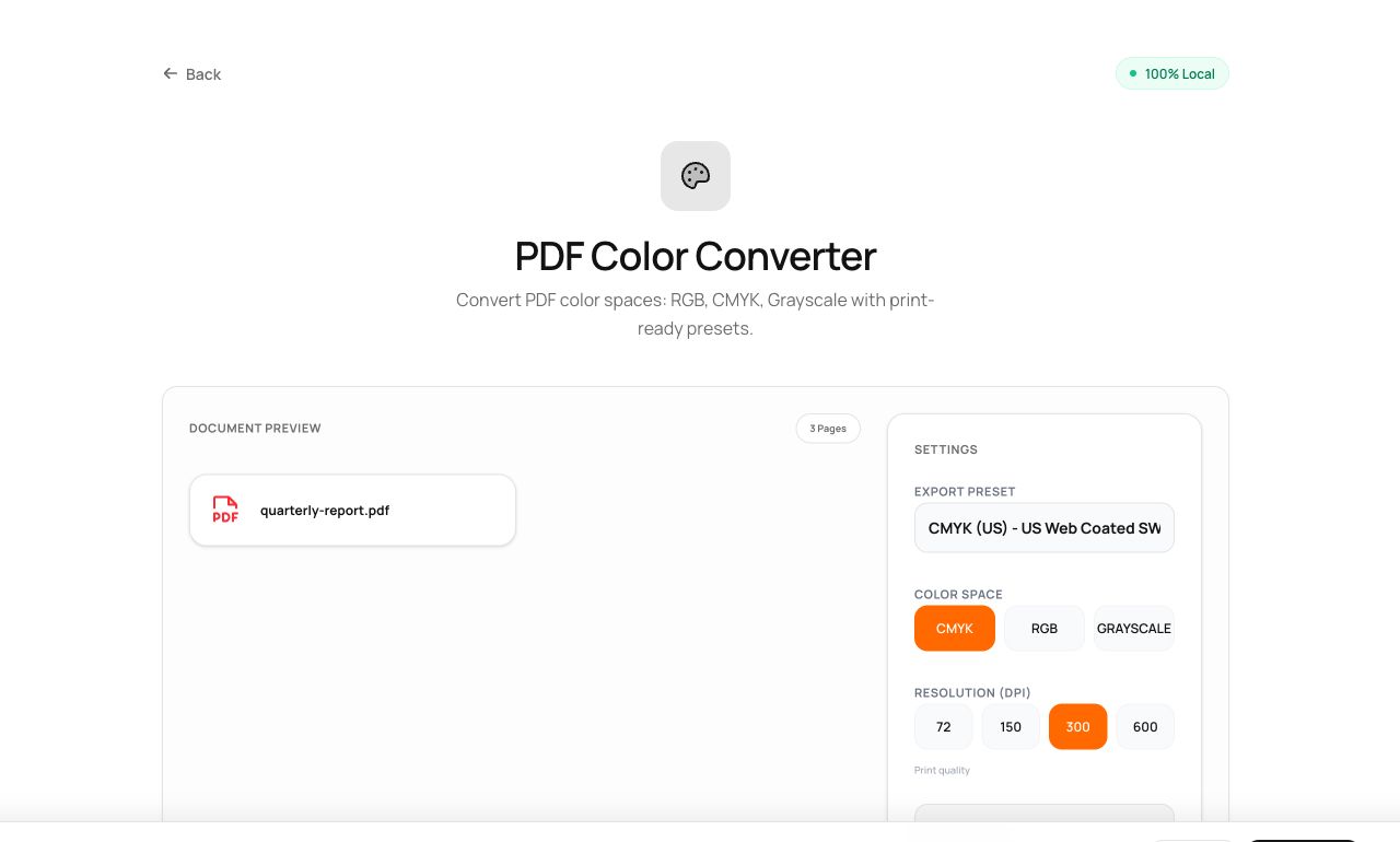 Grayscale and CMYK PDF Conversion, With Real ICC Profiles