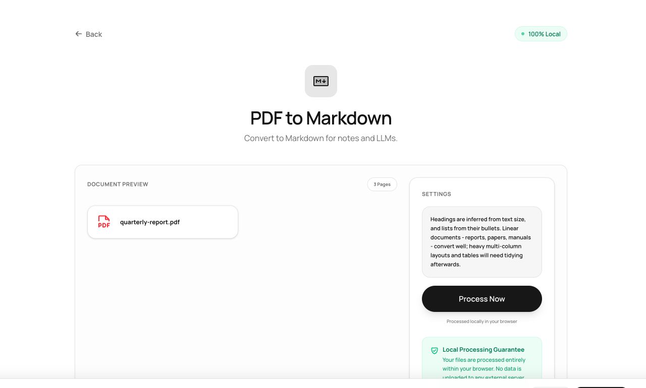 PDF to Markdown for Notes, Wikis and LLM Pipelines